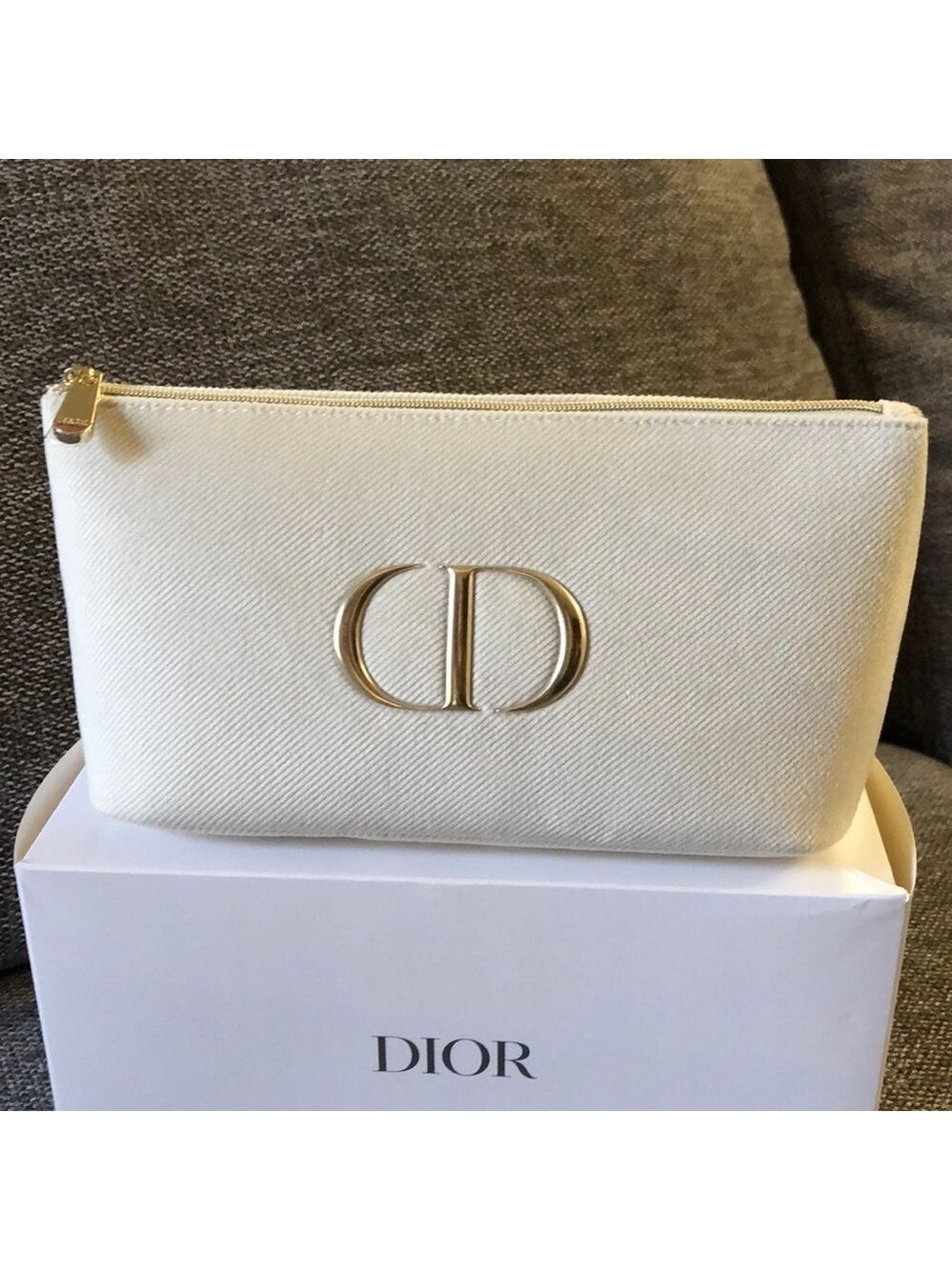 Dior Beauty Makeup Bag Pouch Off White Velvet Medium Makeup Bag Authentic - Picture 5 of 14